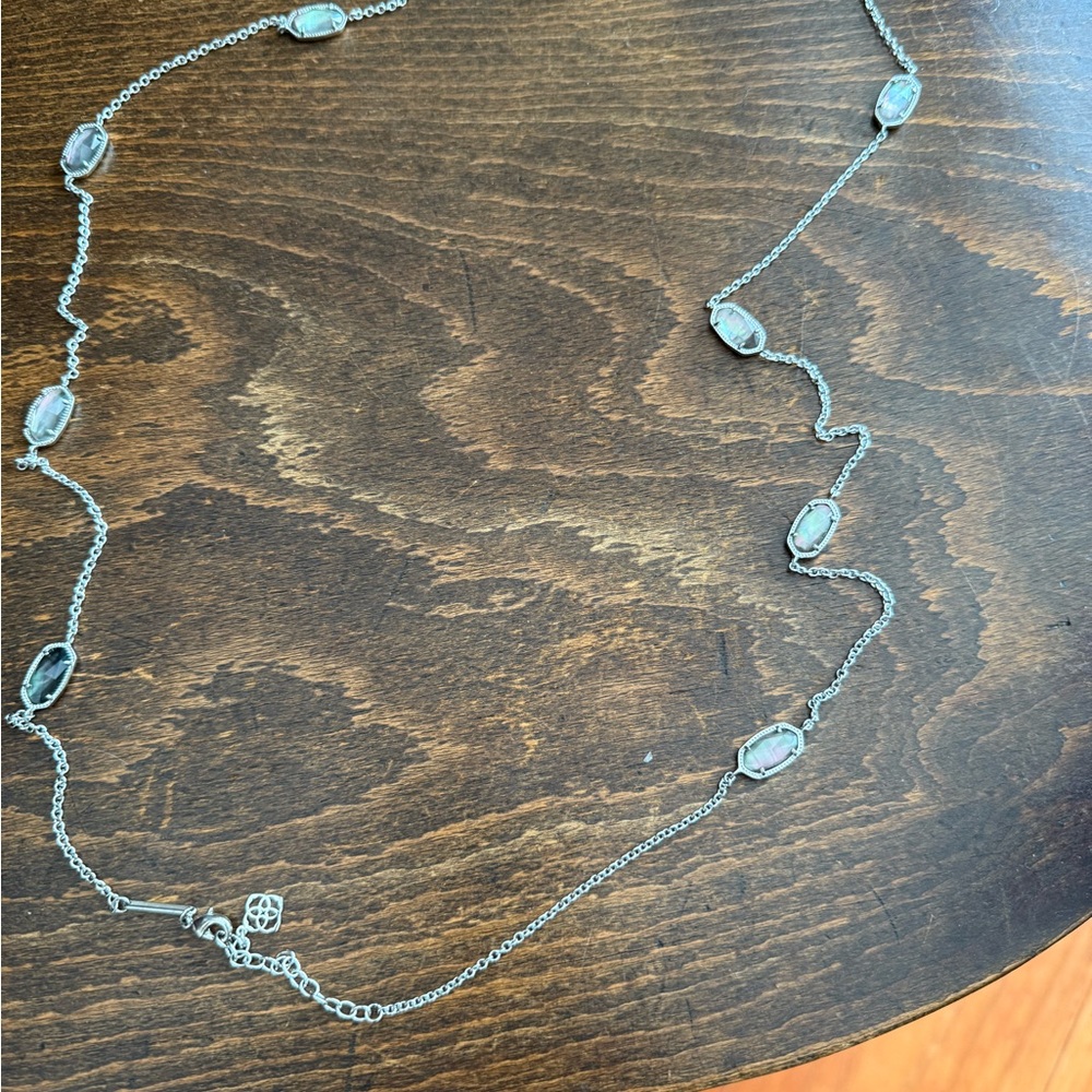 Kendra Scott Elegant Silver Necklace with Clear/smoky Gemstones